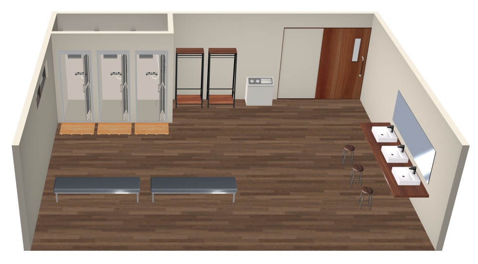 3D素材 シャワー付きの更衣室セット