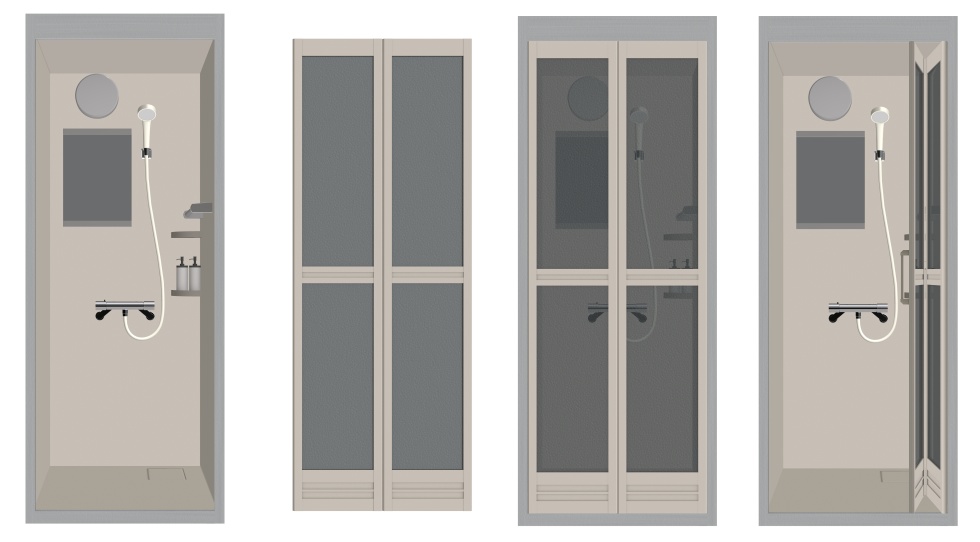 3D素材 シャワー付きの更衣室セット