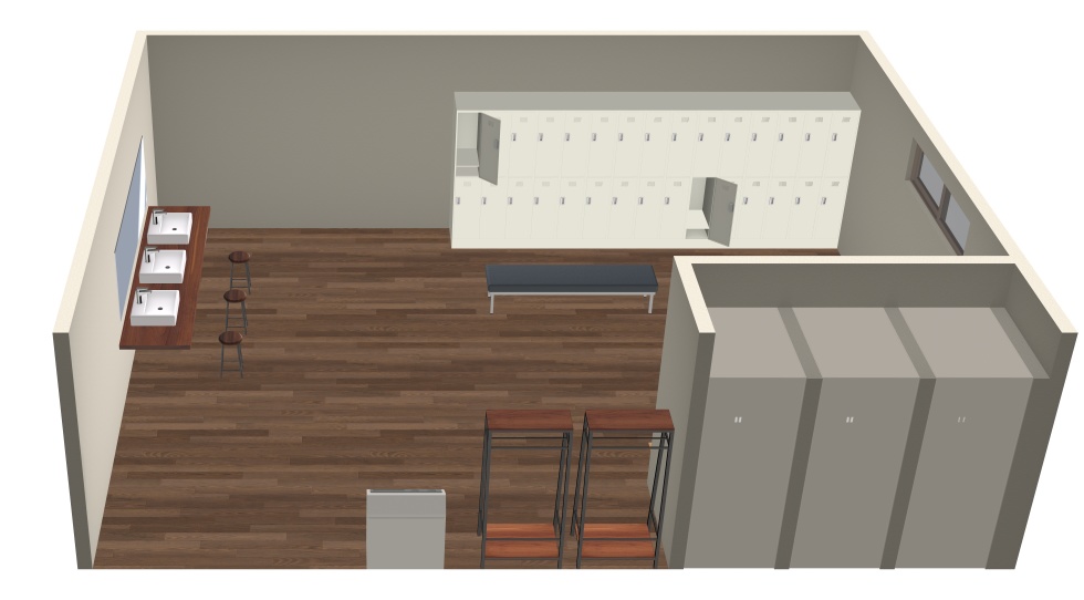 3D素材 シャワー付きの更衣室セット