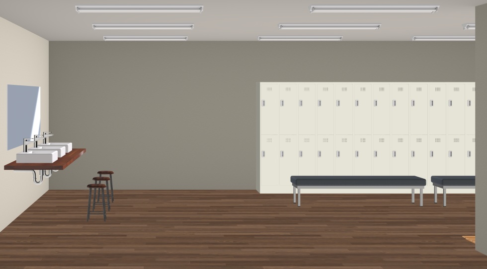 3D素材 シャワー付きの更衣室セット