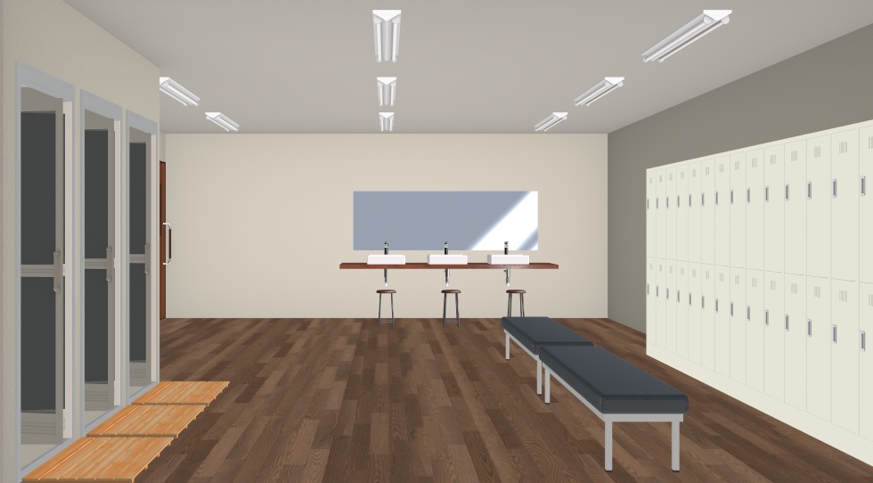 3D素材 シャワー付きの更衣室セット