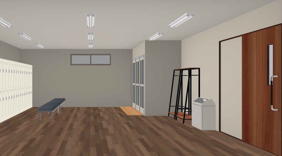 3D素材 シャワー付きの更衣室セット