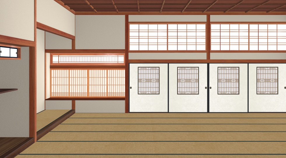 3D素材 七十人ぐらいで宴会出来るサイズの大広間セット