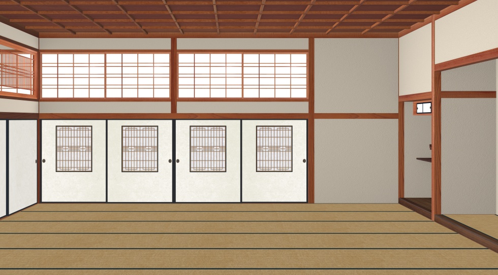 3D素材 七十人ぐらいで宴会出来るサイズの大広間セット