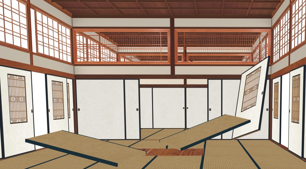 3D素材 七十人ぐらいで宴会出来るサイズの大広間セット