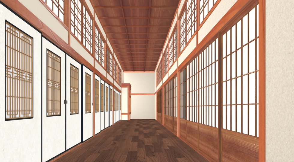 3D素材 七十人ぐらいで宴会出来るサイズの大広間セット