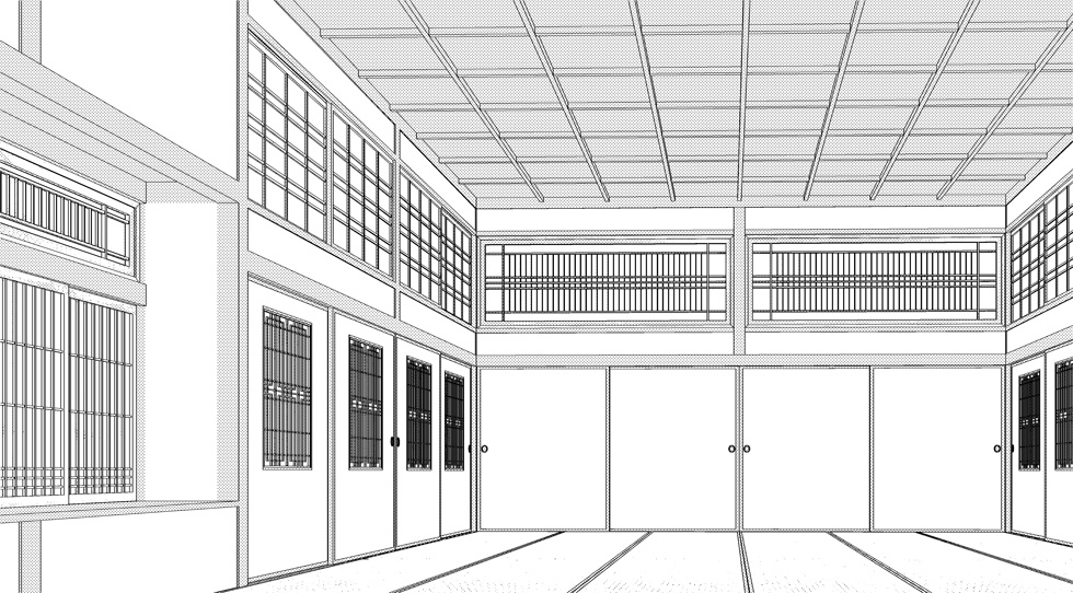 3D素材 七十人ぐらいで宴会出来るサイズの大広間セット