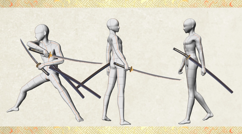 源清麿+水心子正秀セット【名刀3D素材シリーズ】