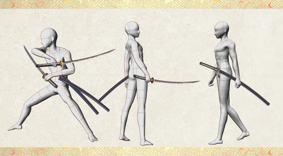 本作長義+山姥切国広セット【名刀3D素材シリーズ】