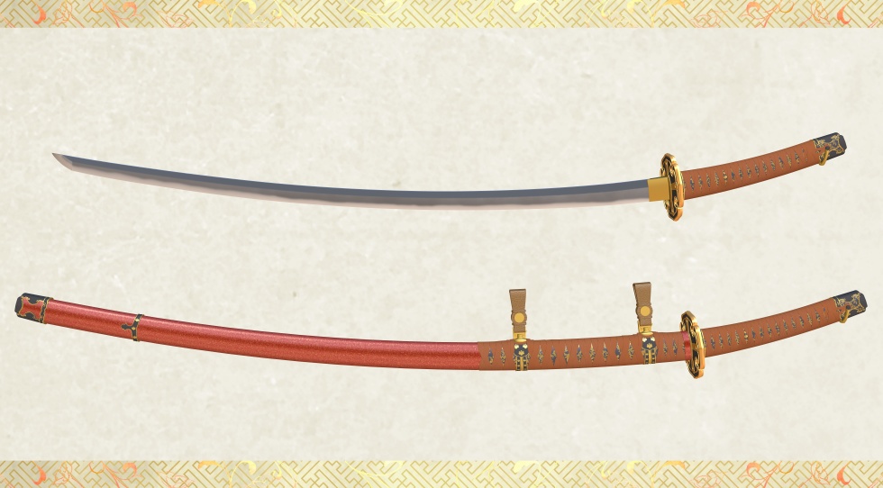 鬼丸国綱_革包太刀拵セット【名刀3D素材シリーズ】