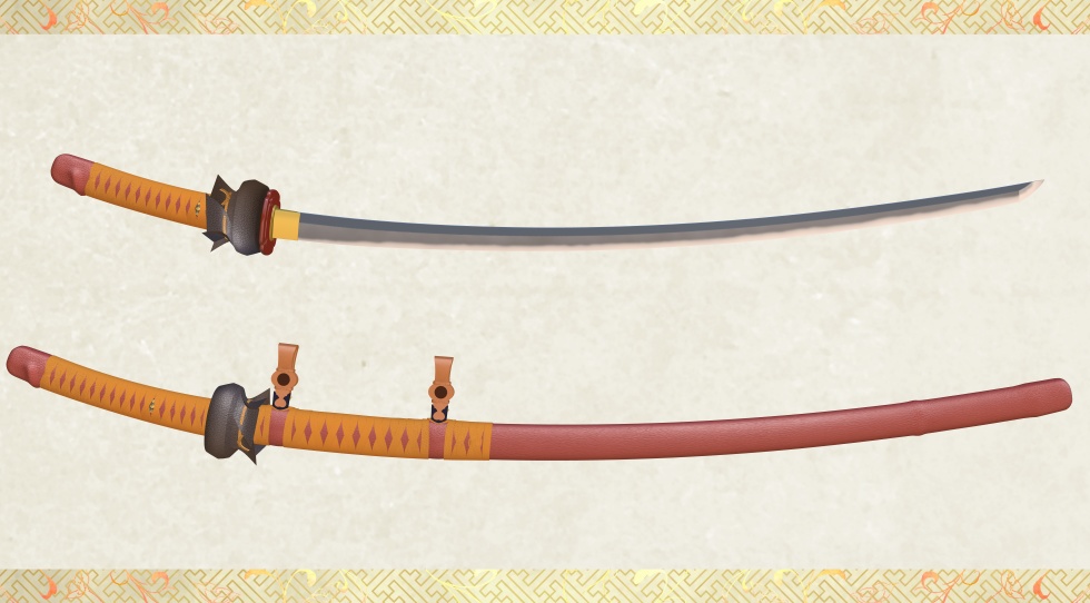 鬼丸国綱_革包太刀拵セット【名刀3D素材シリーズ】