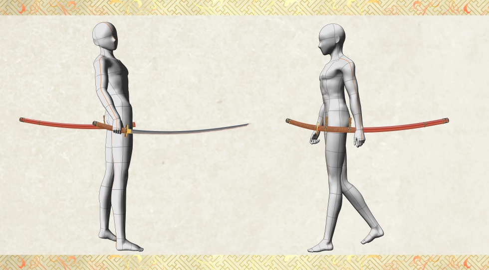 鬼丸国綱_革包太刀拵セット【名刀3D素材シリーズ】