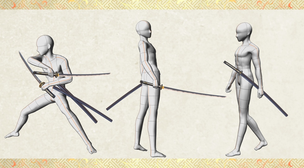 加州清光+大和守安定セット【名刀3D素材シリーズ】