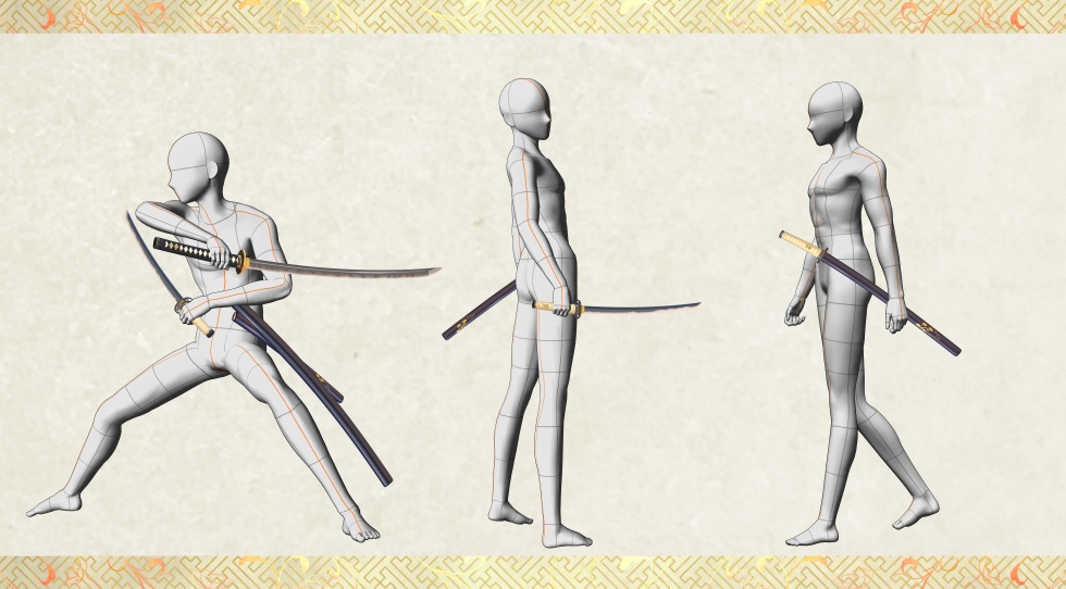 籠手切郷_二所物付き【名刀3D素材シリーズ】