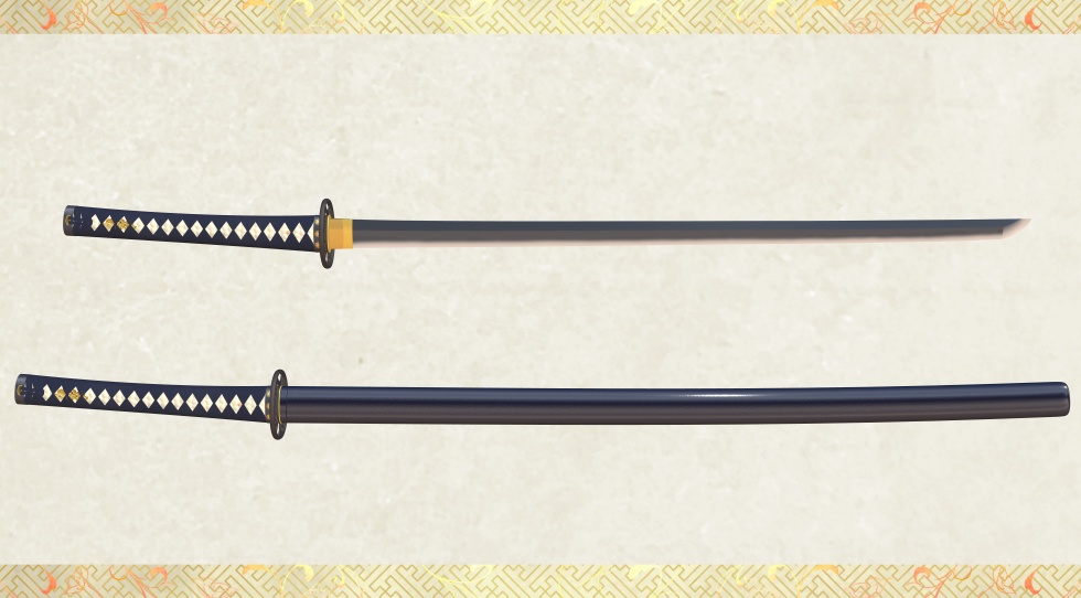 陸奥守吉行_三所物付き【名刀3D素材シリーズ】