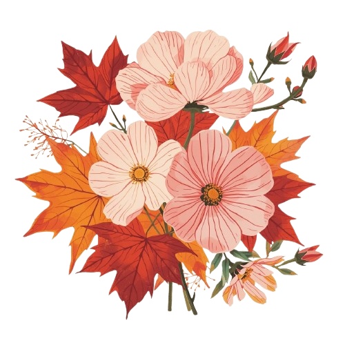 【温もりリソグラフ】秋の植物1 クリップアート25セット+α (PNG/300dpi)