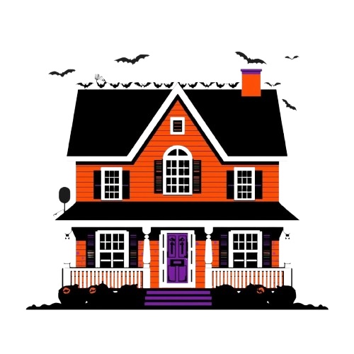 【ハロウィン素材】ポップ&カラフルなクリップアートセット35PNG+α|オレンジ・黒・白・紫基調/背景透過