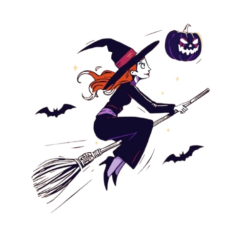 【ハロウィン素材】ポップ&カラフルなクリップアートセット35PNG+α|オレンジ・黒・白・紫基調/背景透過