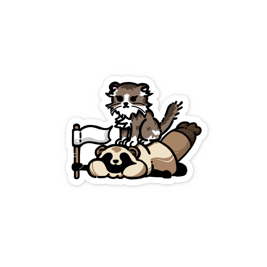【猫カフェMAOMAOさんコラボ-絵柄復刻-】降参たぬきステッカー