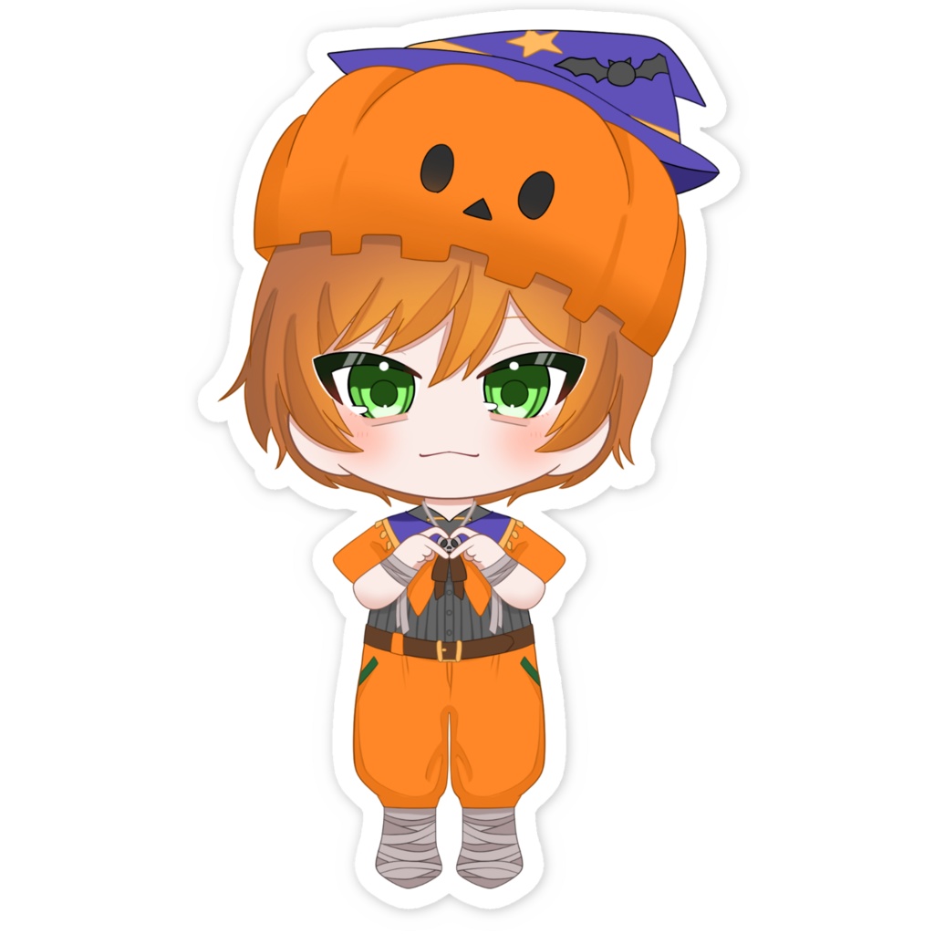ゆびはーとはろうぃんかぼちゃシール