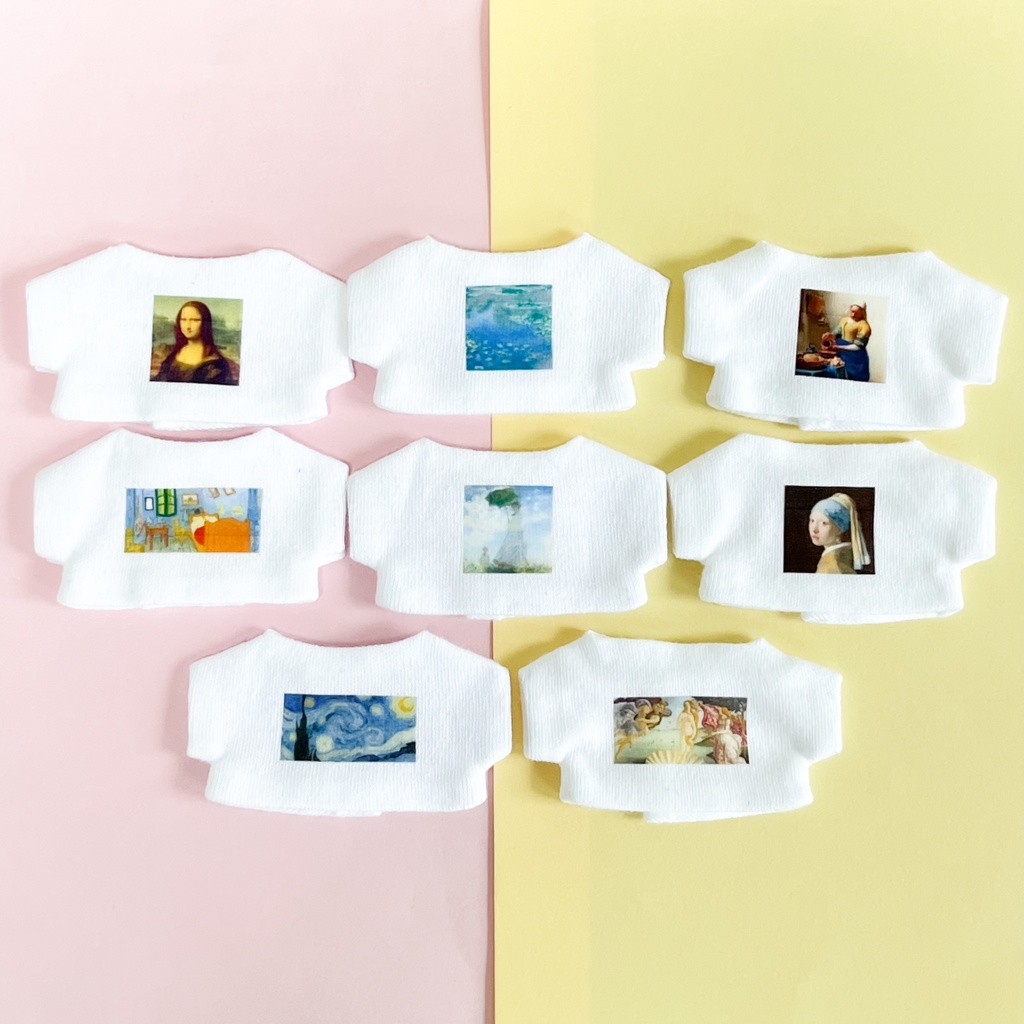 チルぬい 12cm ボールチェーン用 Tシャツ 絵画プリント Tシャツ ホワイト