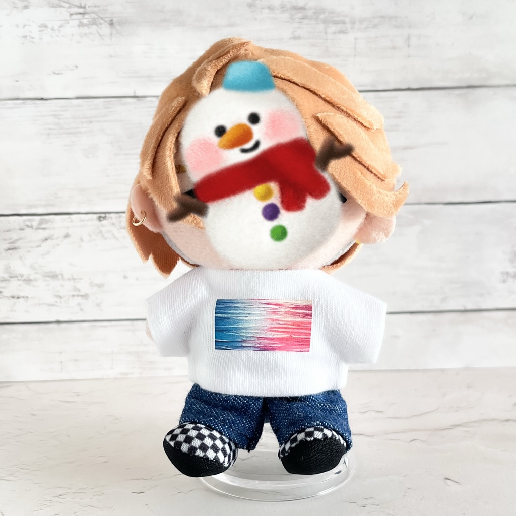 すのチル 服 チルぬい ぬい服 ボルチェ ボールチェーンマスコット Tシャツ 虹色プリントTシャツ ホワイト