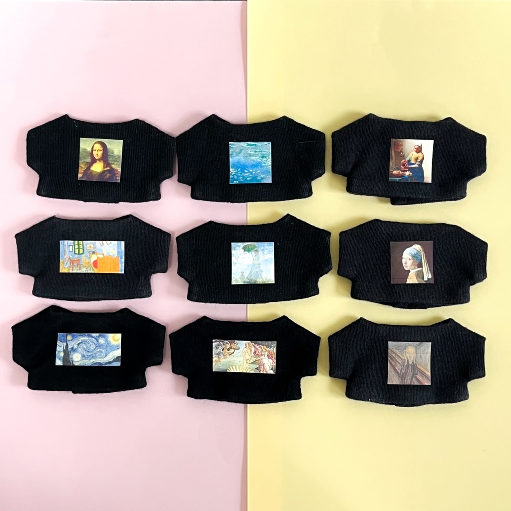 チルぬい 12cm ボールチェーン用 Tシャツ 絵画プリント Tシャツ ブラック