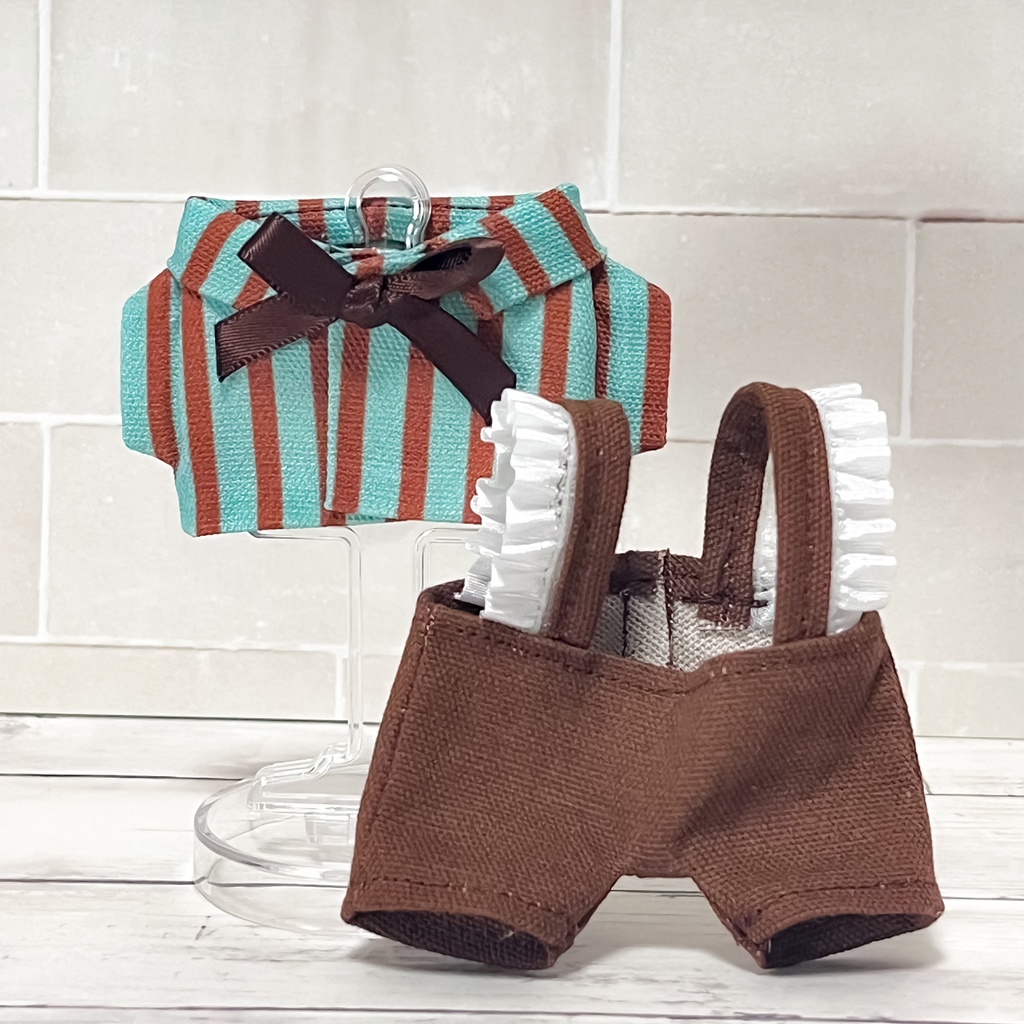 ぬい服 シャツ&サロペット チョコミントカラー (チルぬい用)