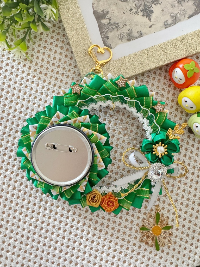 【痛ロゼット】55-75mm缶バッジ ゴールド 翡翠 緑