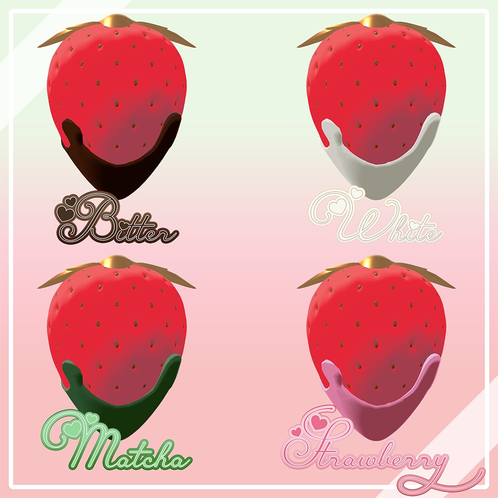 苺のピアス-2025-02-Strawberry Earring【VRChat向けアクセサリー】