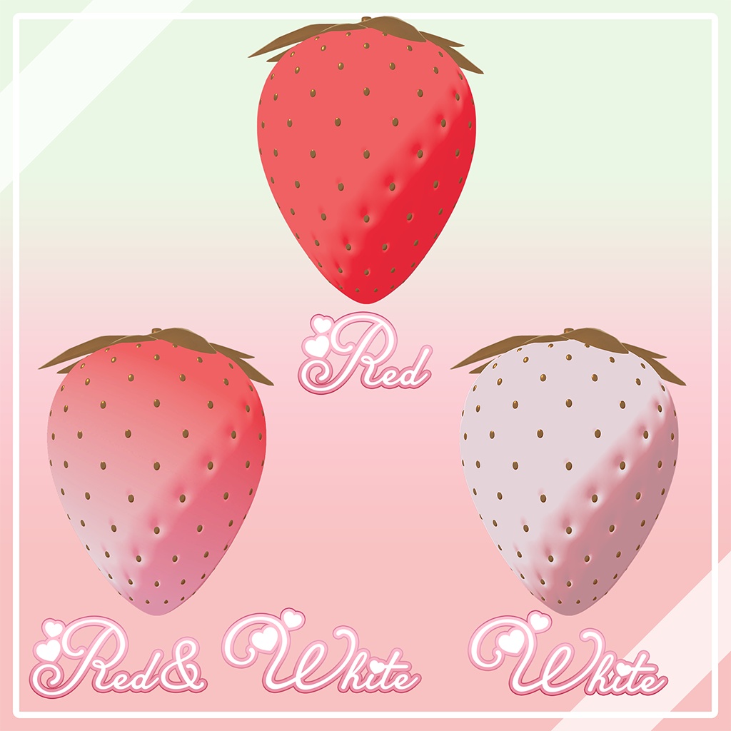 苺のピアス-2025-02-Strawberry Earring【VRChat向けアクセサリー】
