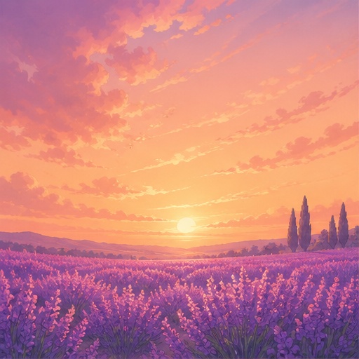 【5枚セット】夕暮れラベンダー畑 背景素材｜商用利用可