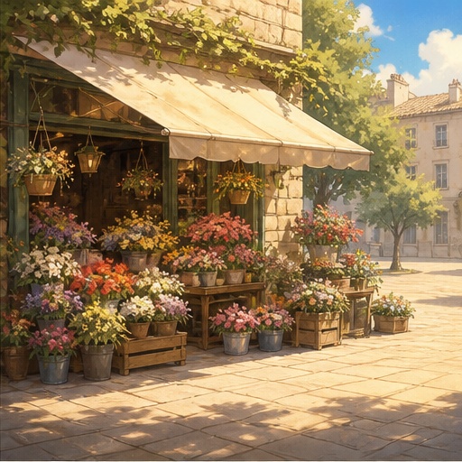 【サイズ選択】ヨーロッパ花市場 背景素材|商用利用可