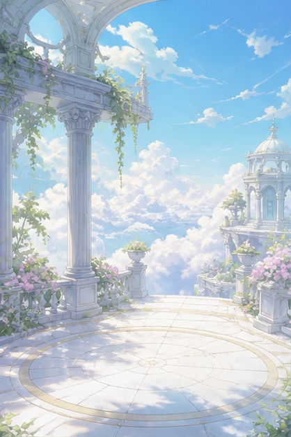 【5枚セット】雲の上の空中庭園 背景素材｜商用利用可