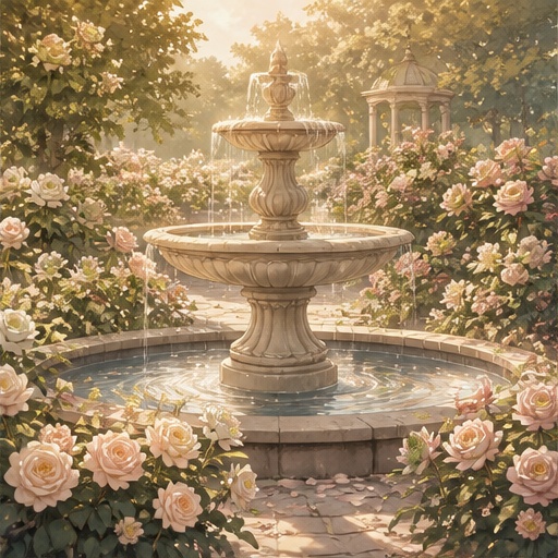 【サイズ選択】優雅な薔薇庭園 背景素材|商用利用可