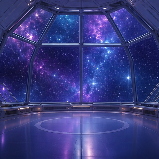 【サイズ選択】宇宙ステーション展望室 背景素材|商用利用可