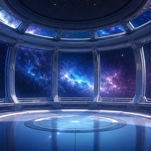 【サイズ選択】宇宙ステーション展望室 背景素材|商用利用可