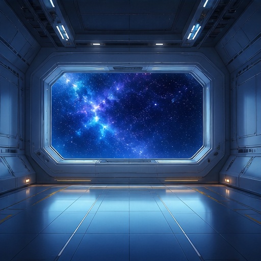 【サイズ選択】宇宙ステーション展望室 背景素材|商用利用可