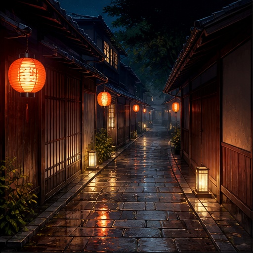 【5枚セット】提灯の小路 背景素材｜商用利用可