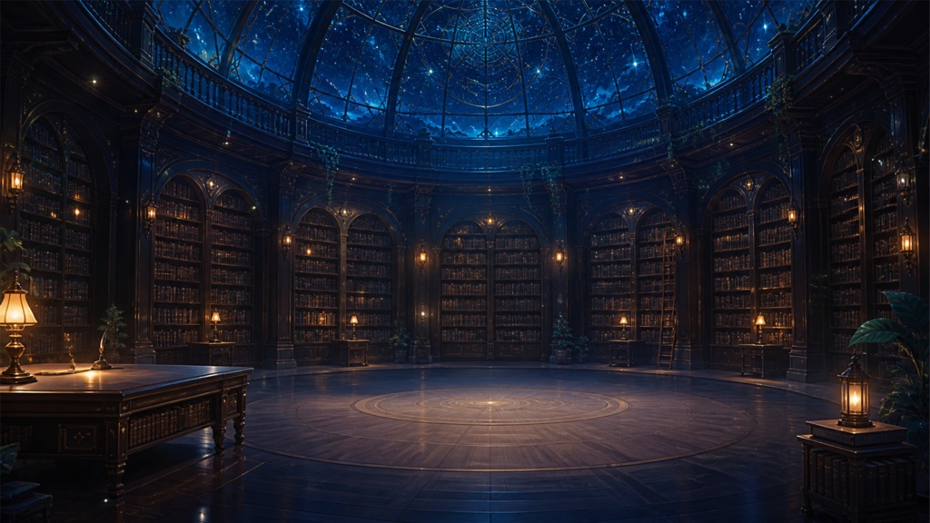 【サイズ選択・各5枚】幻想図書館・配信背景素材｜商用利用可