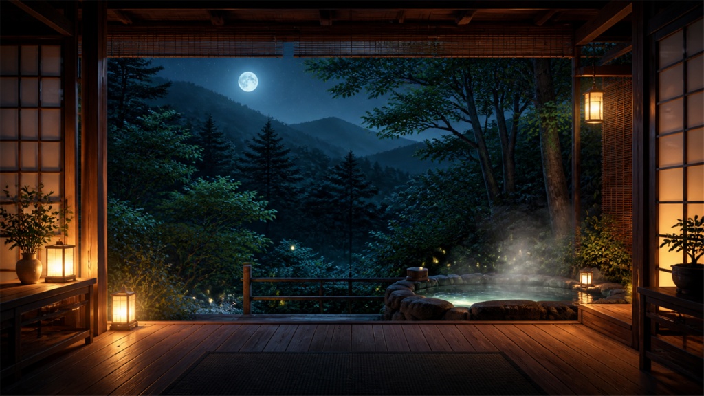 【サイズ選択・各5枚】夏の蛍・和風夜景 配信背景素材|商用利用可