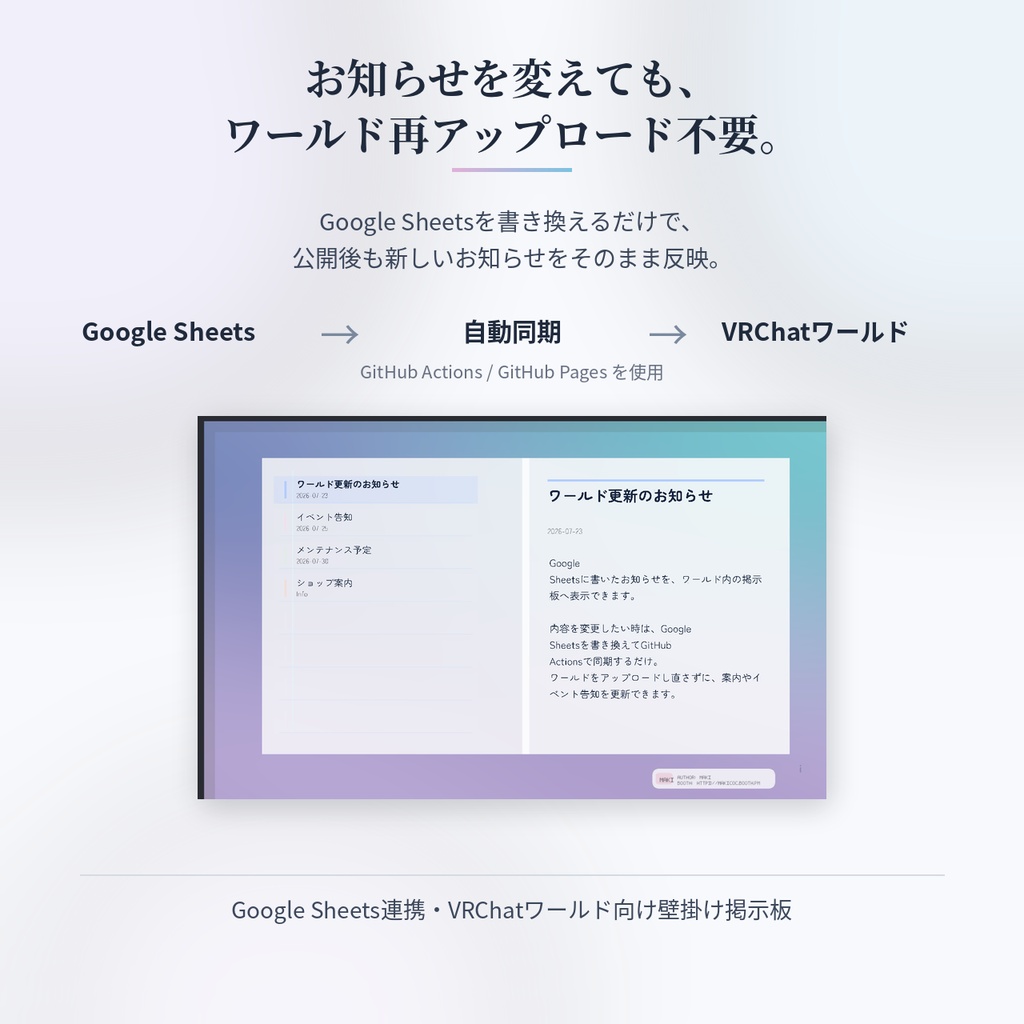 【VRChatワールド向け】Googleスプレッドシート連携掲示板 - MAKISheetBoard