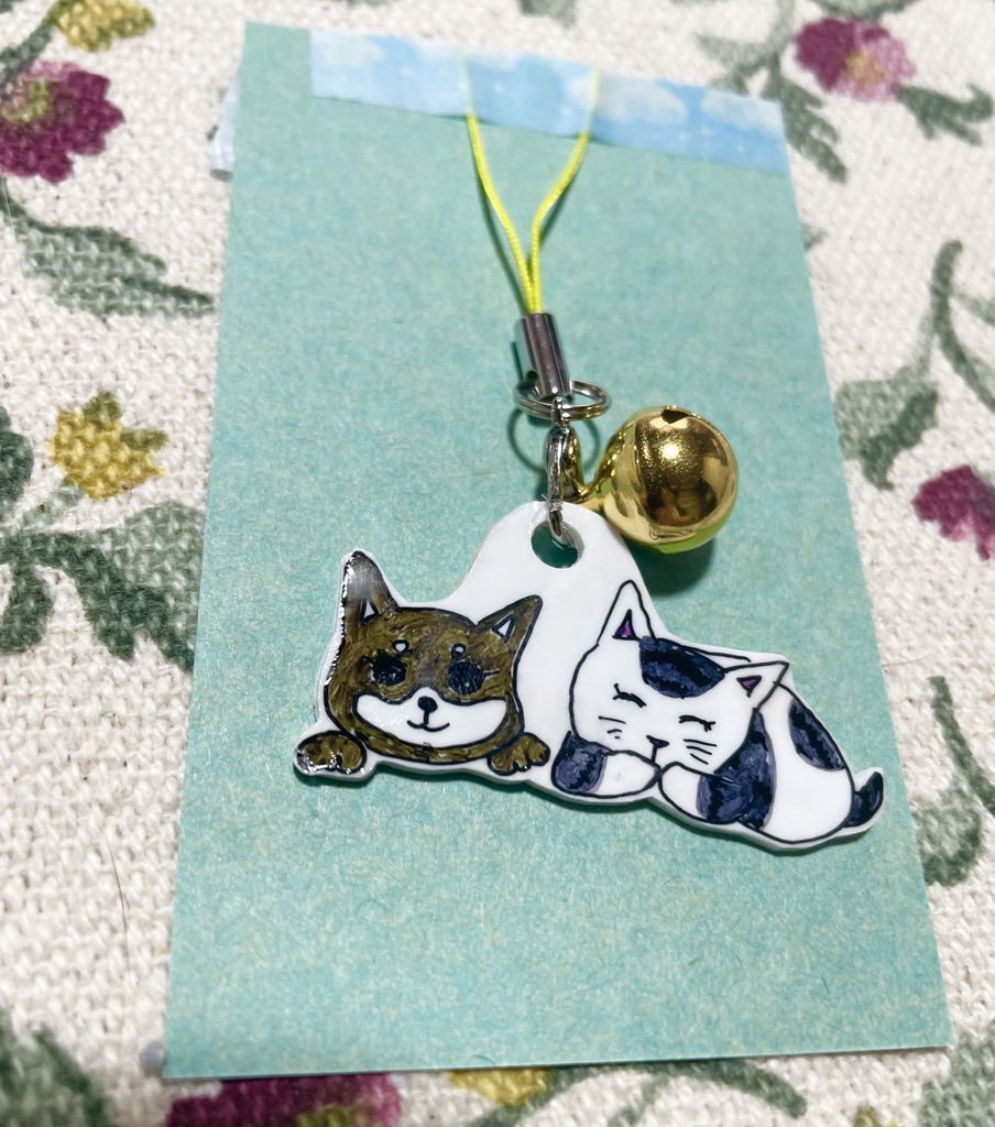 鈴付き仲良し犬猫ストラップ1