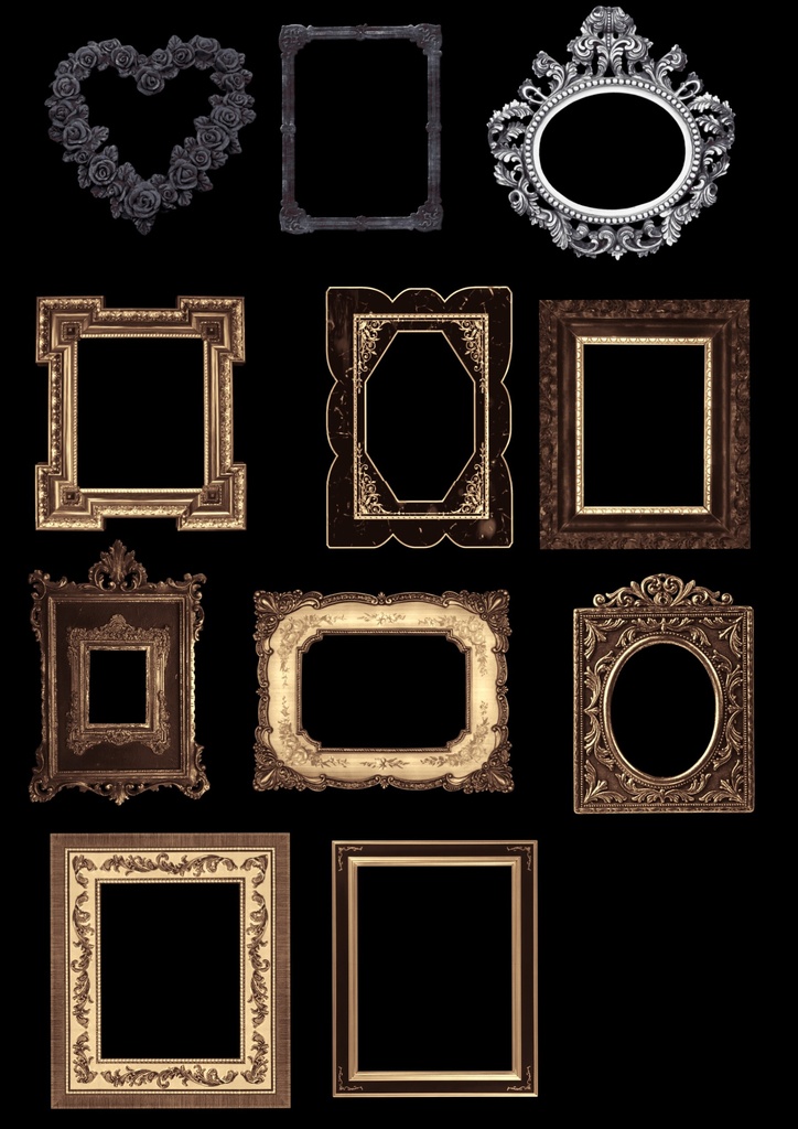 Procreate ブラシ - 額縁(額縁装飾、額装て)95本