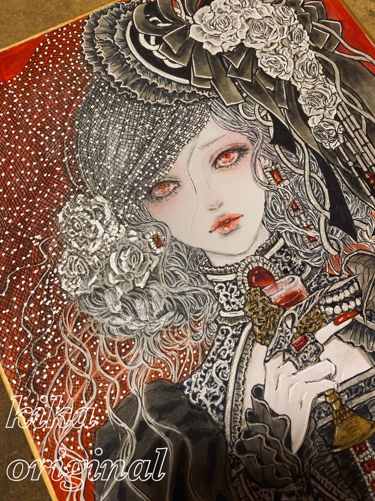 「カーミラ」崎山キカ 手描きオリジナルイラスト原画・中色紙サイズ