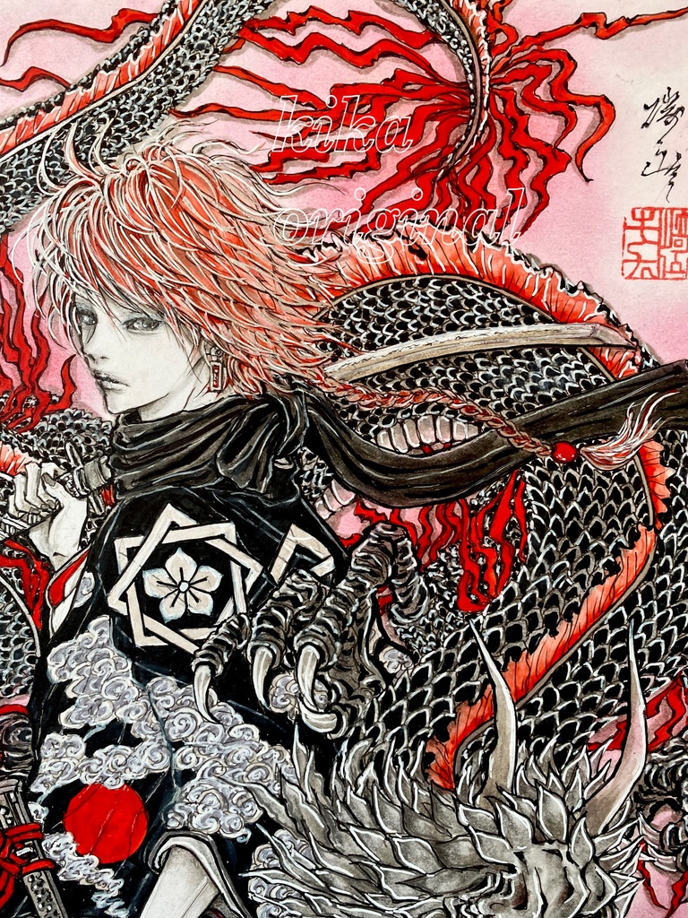 「風雲児」崎山キカ 手描きオリジナルイラスト原画・B5サイズ