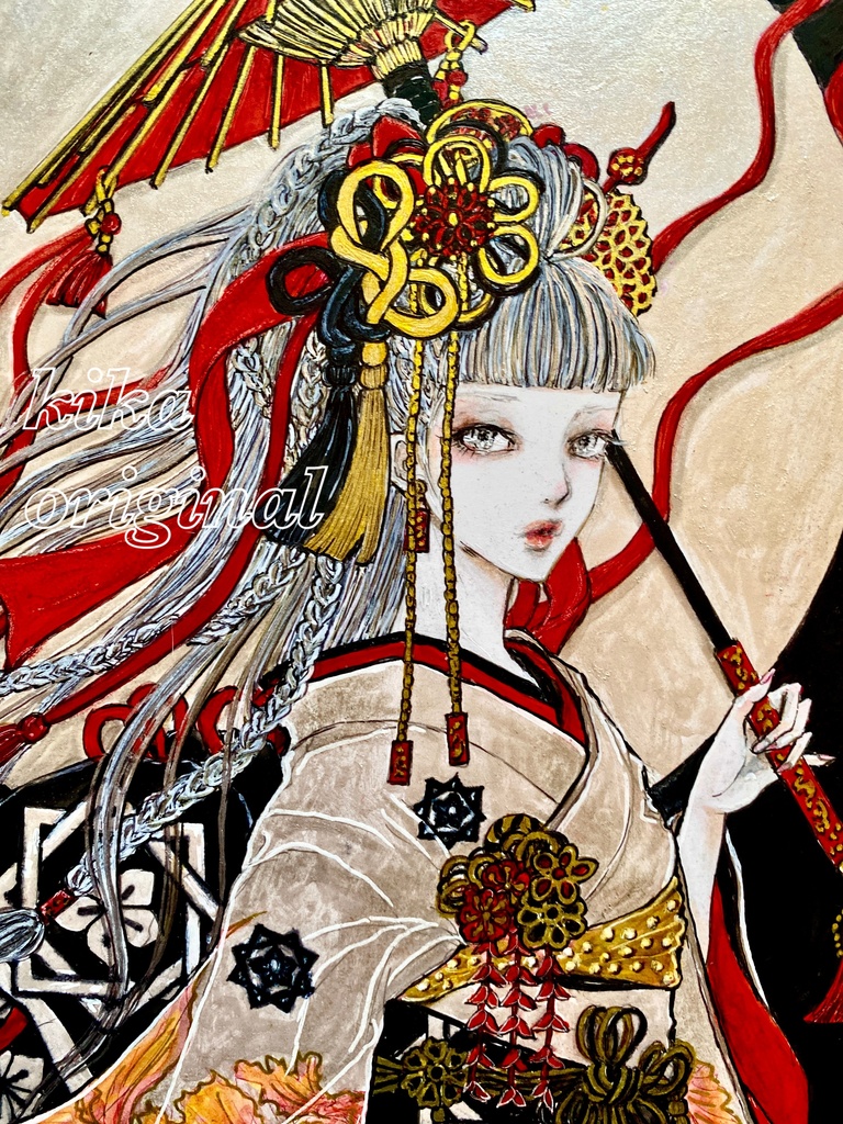 「天逆鉾・龍(りょう)」崎山キカ 手描きオリジナルイラスト原画・A4サイズ