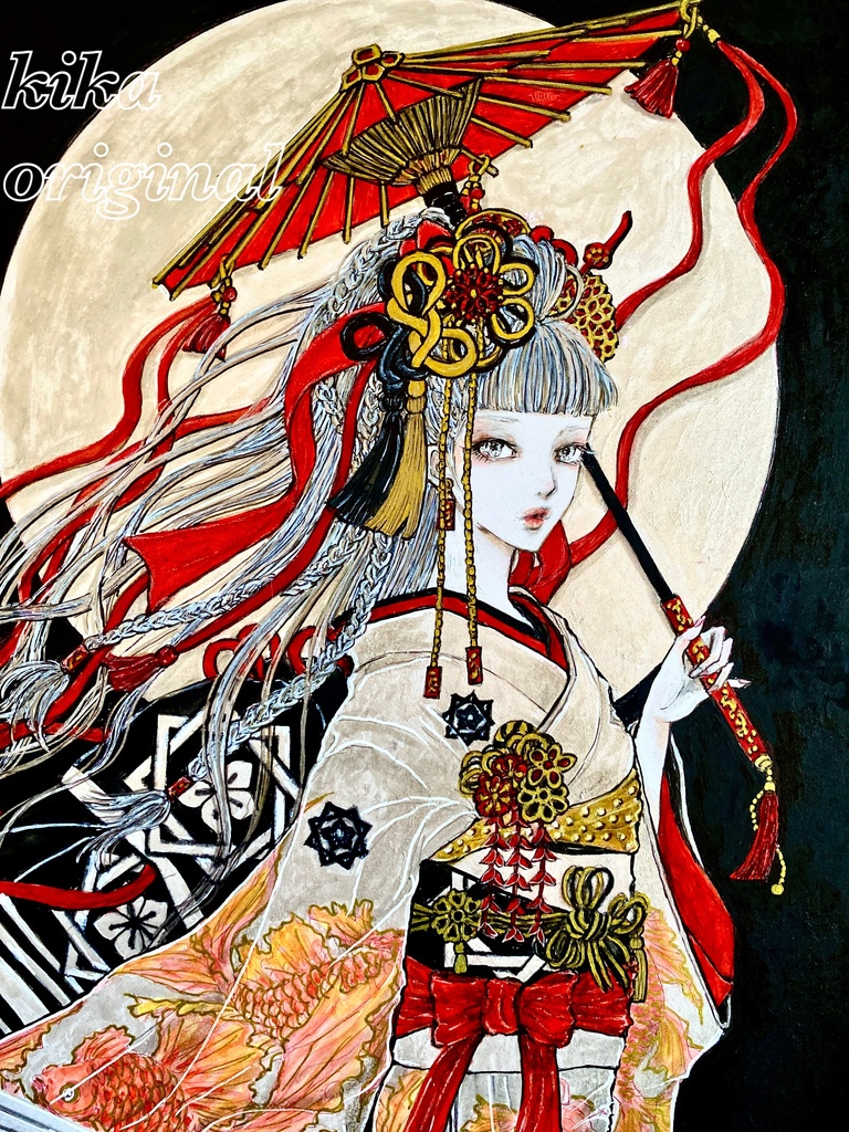 「天逆鉾・龍(りょう)」崎山キカ 手描きオリジナルイラスト原画・A4サイズ