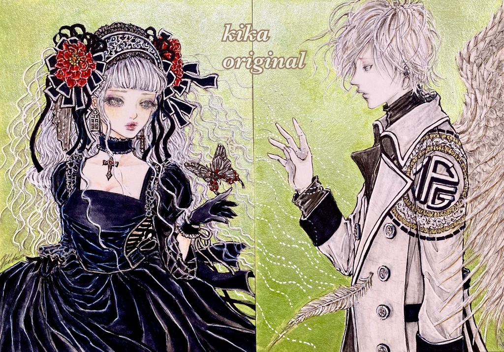 「偲はゆ」崎山キカ アナログ原画オリジナルイラスト・約2Lサイズ