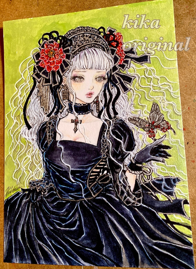 「偲はゆ」崎山キカ アナログ原画オリジナルイラスト・約2Lサイズ